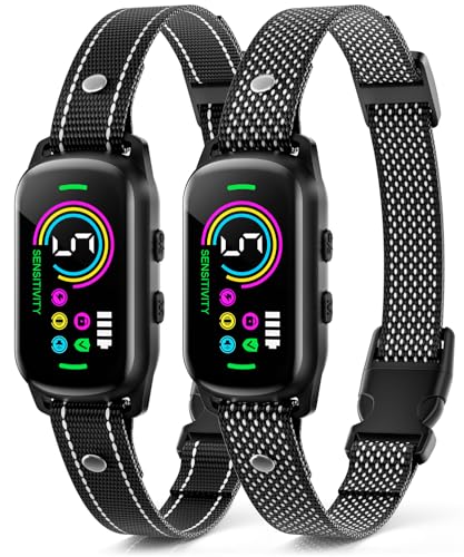 Bark Collar, 2 Pack Dog Bark Collar for Large Medium Small Dogs, Rechargeable Anti Barking Device for Dogs, Smart Training Collar with Beep Vibration 5 Sensitivity, Dog Bark Deterrent Devices