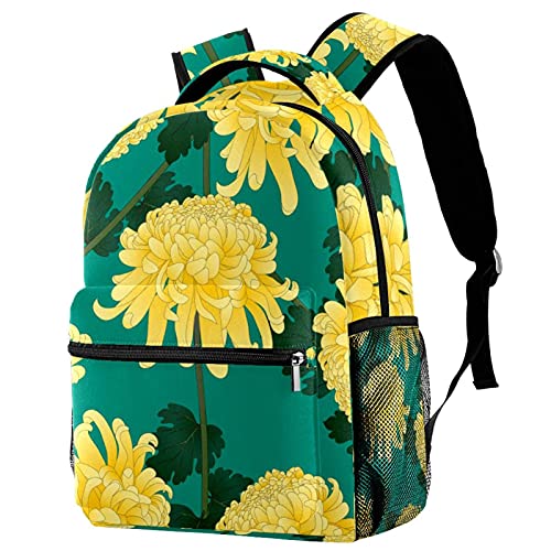 Mochila escolar antidesorden con espacio portátil y diseño floral amarillo para aliviar tu carga