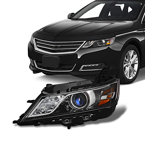 AKKON - Fits 2014 2015 2016 2017 2018 2019 2020 Chevy Impala [Halogen Style] Projector Black Headlight Driver Left Side Headlamp