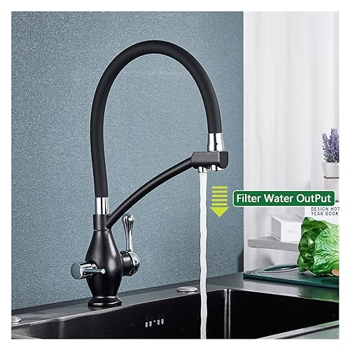 Mitigeur cuisine double bec filtre eau pure laiton White Chrome B durable - 5