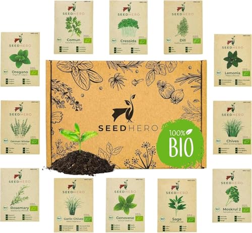 Premium Kräuter Samen Set (12 Sorten) - Hohe Keimkraft - Küchenkräuter Saatgut Mischung für Indoor & Outdoor Basilikum Petersilie Dill Kresse & Schnittlauch & Mehr