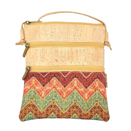DeCarbonize Umhängetasche Handtasche aus Kork Crossbody Vegan Leder Nachhaltig (Böhmisch)