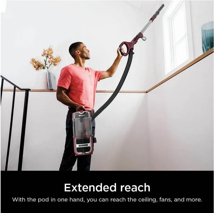 Sharks Upright Vacuum Cleaner with Lift-Away Portable Pod, Multi-Surface Suction, Self-Cleaning Brushroll, HEPA Filtration, Pet Hair Tools – Burgundy