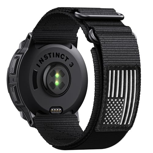 Double Loop Buckle Nylon Strap Compatible with Garmin Instinct 2/2X/3/E Series 45mm/50mm cases Adjustable Breathable Wristband Fit for Garmin Instinct Standard/Solar/Tactical/Tide/Esports