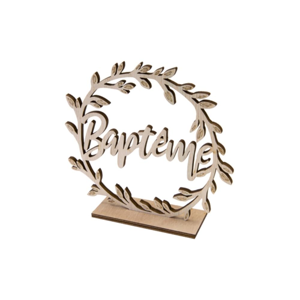 HOBI Tendances Fêtes - DÉCO Bois BAPTÊME Couronne 14.5X15.5X4CM Nature