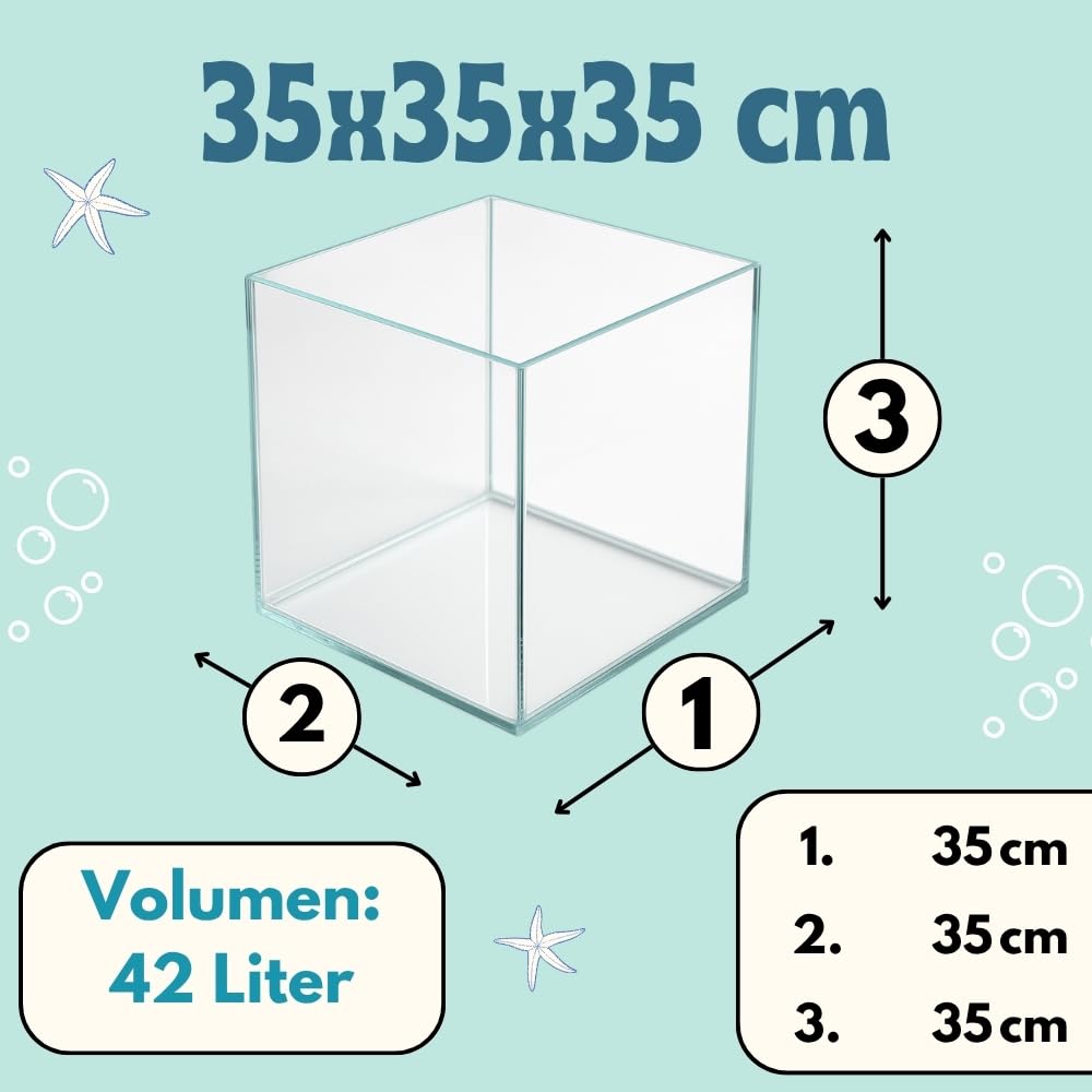 Nano Aquarium Würfel Garnelen Aquarium 35 Mini Terrarium Nagarium Terrarium Glas Aufzuchtbecken Glasbecken Glasaquarium 35x35x35 cm