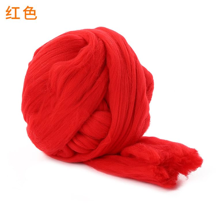 Lana merina de 2.2 libras para hilar, hilo grueso y suave para tejer cobija de brazo, núcleo de fieltro, relleno cardado, rojo