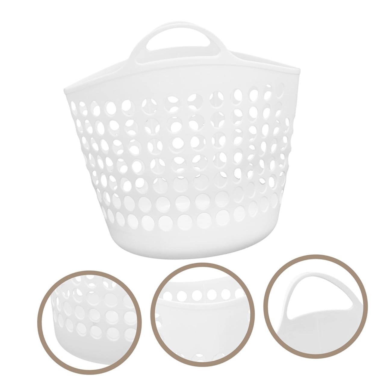 Cesto Portabiancheria Sporca Rotondo 40l Bianco in Pe