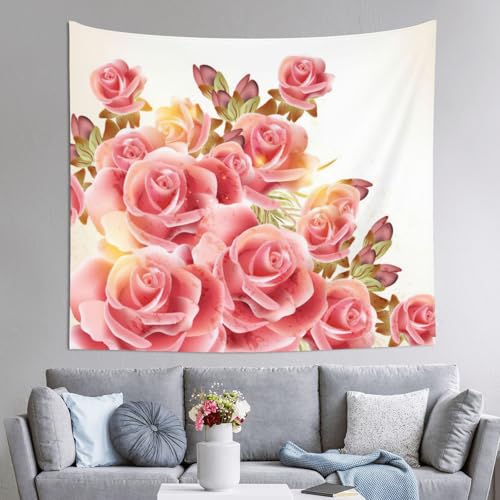 Tapiz grande de rosas JEJEA, decoración artística de pared de 152 x 130 cm