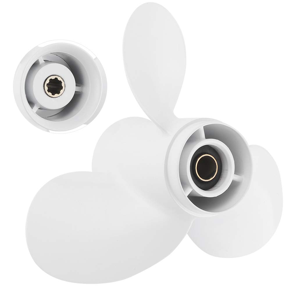 Elica a 3 pale in lega di alluminio, elica per fuoribordo marino adatto per Yamaha 9,9-15 CV, 8 denti scanalati, elica per barca Motore fuoribordo Elica per motore Sostituzione dell'elica, leggera