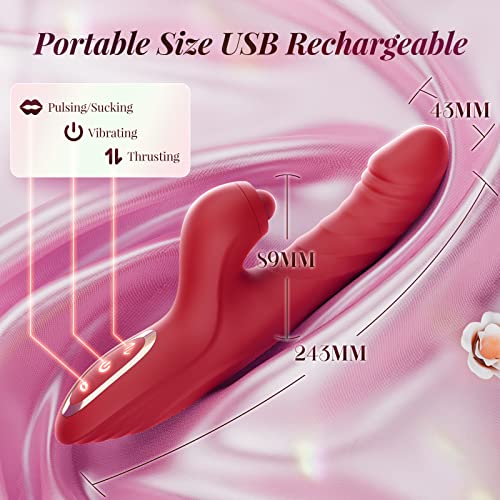Vibrator Thrusting Dildo For Women - G Spot Vibrator Clitoral Stimulator Sex Toys Thrusting Vibrator With 10 Vibration 7 Thrust Mode With Licking, Rabbit Vibrators Adult Sex Toy For Women And Couple #TOP6