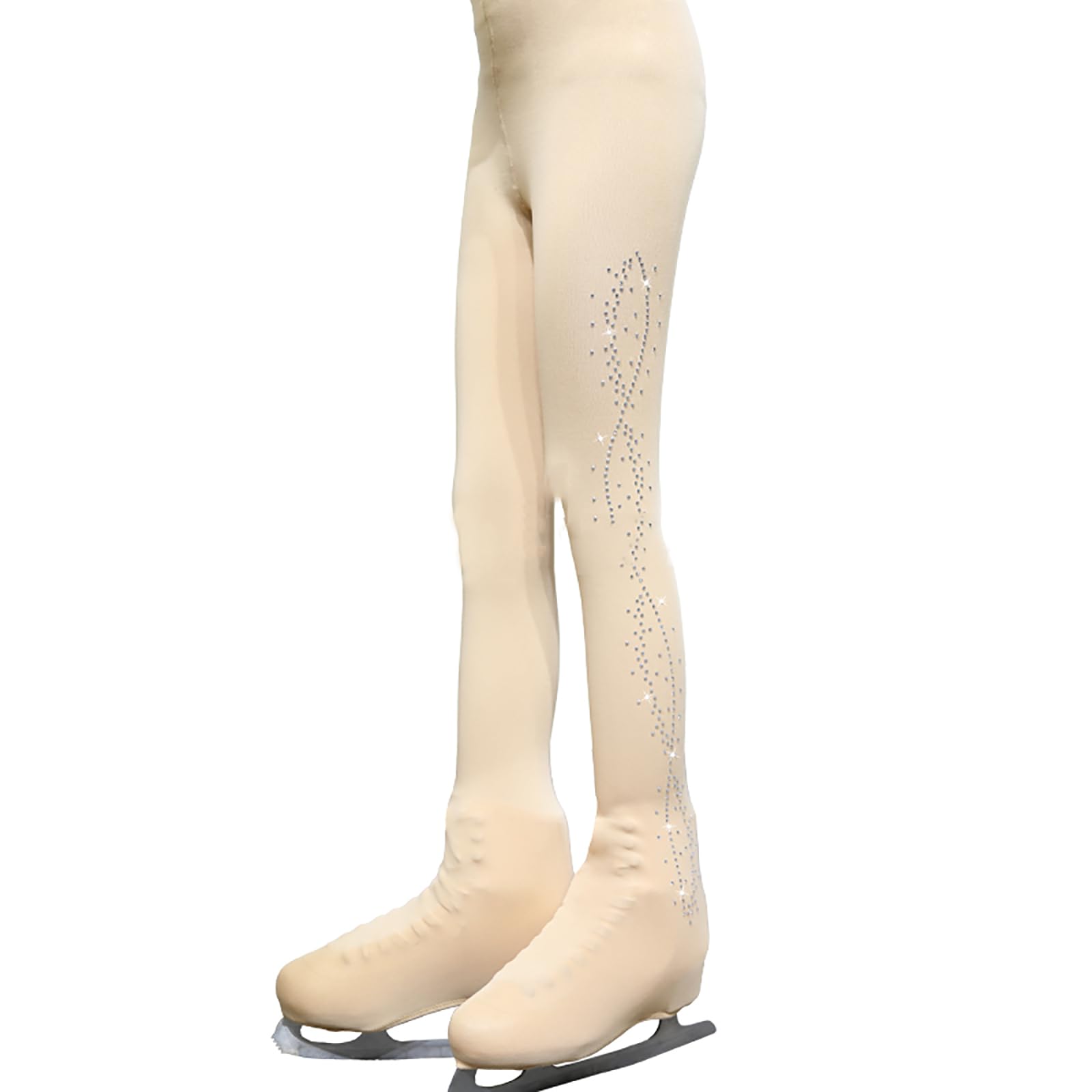 Collant Bambina Pattinaggio Artistico Ginnastica Artistica Skating Calze per Sport Pantaloni da Pattinaggio sul Ghiaccio(Size:S,Color:Pelle)