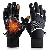 YOLONCE Guantes de Ciclismo de Dedos Enteros,Guantes térmicos Adulto,Guantes de Pantalla Táctil a Prueba de Viento al Aire Libre,Antideslizantes,Transpirables,para Deportes al Aire Libre,XL