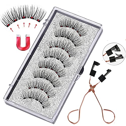 Gemanad Magnetic Eyelashes without Eyeliner, Magnetic Eyelashes Natural Look Magnets False Eyelashes NO Glue Needed, Natural Lashes 3D Effect Fake Eyelashes 2 Pairs Pack with Tweezers
