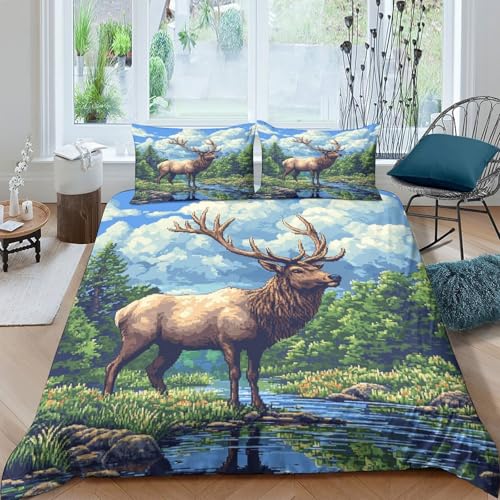 Housse de Couette Éléphant Fleurs 3D infroissable en microfibre douce avec zip