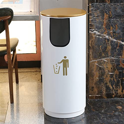 Stylish Metal Outdoor/Indoor Trash Can - U-Shaped Lid Garbage Bin for Home & Commercial Waste Management - Durable Waste Container for Efficient Disposal