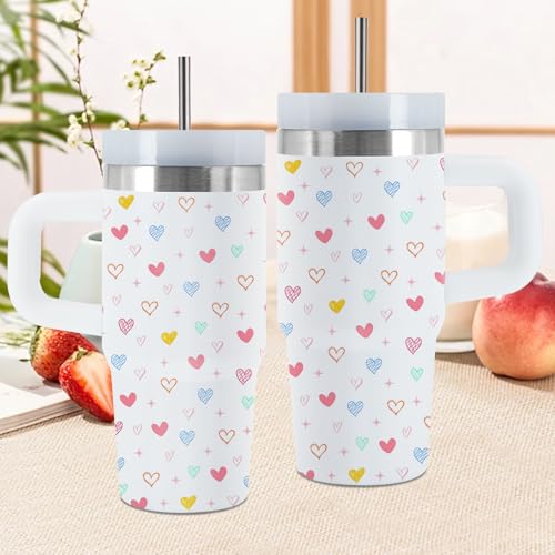 Vaso de corazón de 14 oz con asa aislado al vacío para café e infusiones 3