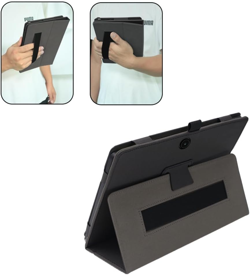 Compatible with ALLDOCUBE iplay 70s 10.5-inch Tablet case, Full Coverage Ultra Slim PU Leather Cover Case Folding Stand Cover Protective Tablet Cover Hand Strap Magnet (Black)