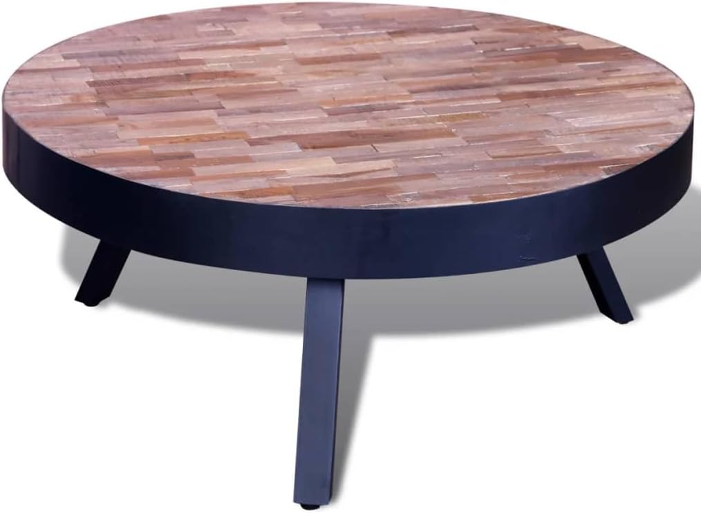 vidaXL table basse ronde en teck recyclé