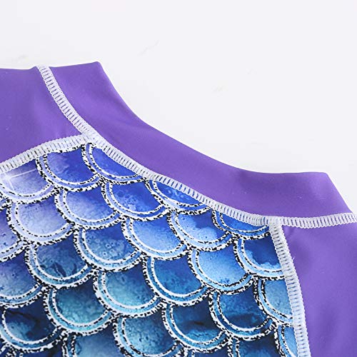 Image of Moon Tree Girls One Piece Swimsuits Long Sleeve Rash Guard Zipper Front Bathing Suit UPF 50+