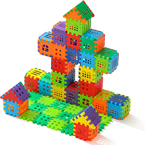 KUTOI Building Blocks – 100-piece Kids Builders Blocks Set with Storage Bag – Interlocking Building Blocks for Toddlers and Kids – Fun and Educational Toy Building Set for Skill Development