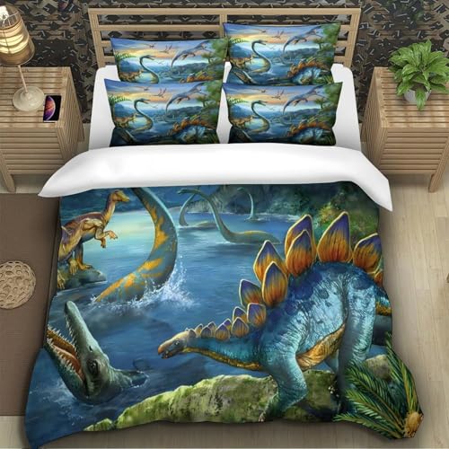 Housse de couette dinosaure impression 3D parure microfibre résistante