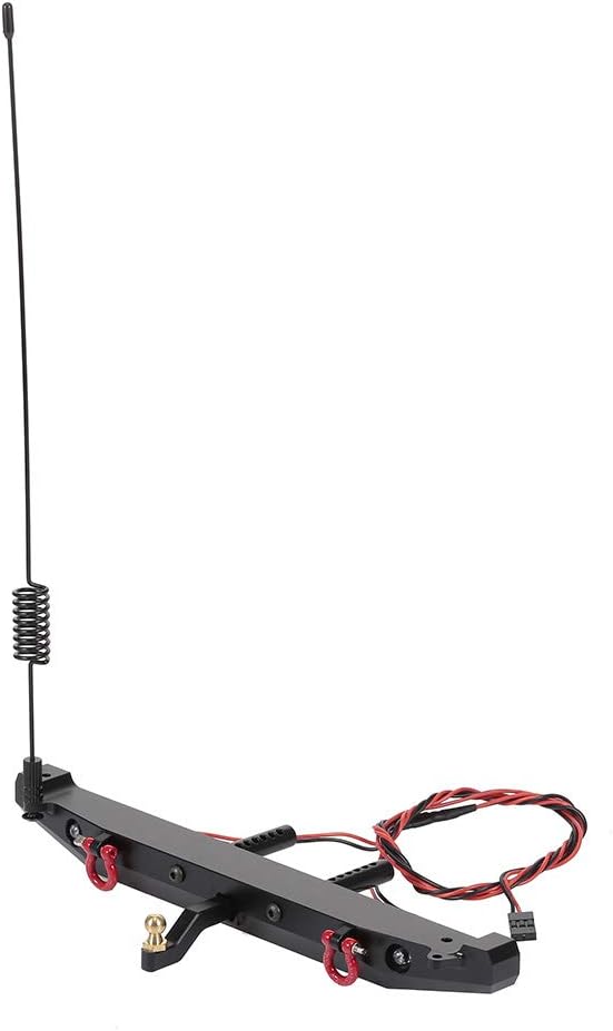 GoolRC RC Car Metal Rear Bumper with 2 LED Light Antenna Tail Hook for TRX-4 RC4WD Axial SCX10 Car