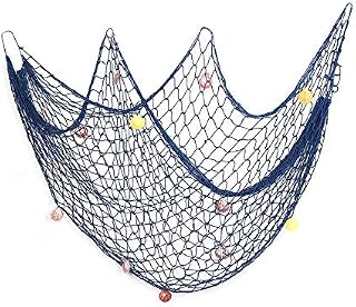AOFOX Decorative Fishing Net Decor,Mediterranean Ocean Pirate Beach Theme Party Decorations (Blue, 1M x 2M)