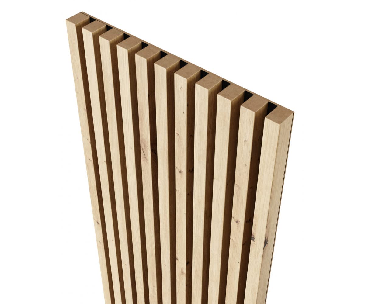 Paneles Acústicos en Placa Negra 4 Piezas 240x18,5 cm Roble Artisan Revestimiento de Pared Panel Decorativo MDF Lamas para Pared Interior Diseño Moderno
