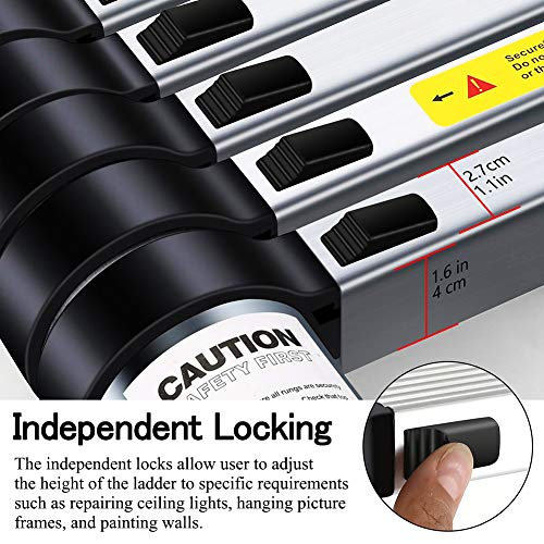 Telescopic Ladder Aluminum Extension Telescoping Ladder Foldable Extend and Climb Ladder EN131 Standard(4.5M/15Ft)