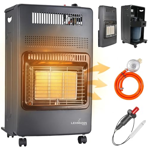 Lehmann Leistungsstarker Gasheizer 4,2 kW mit 3 Heizstufen, Piezo-Zündung,...