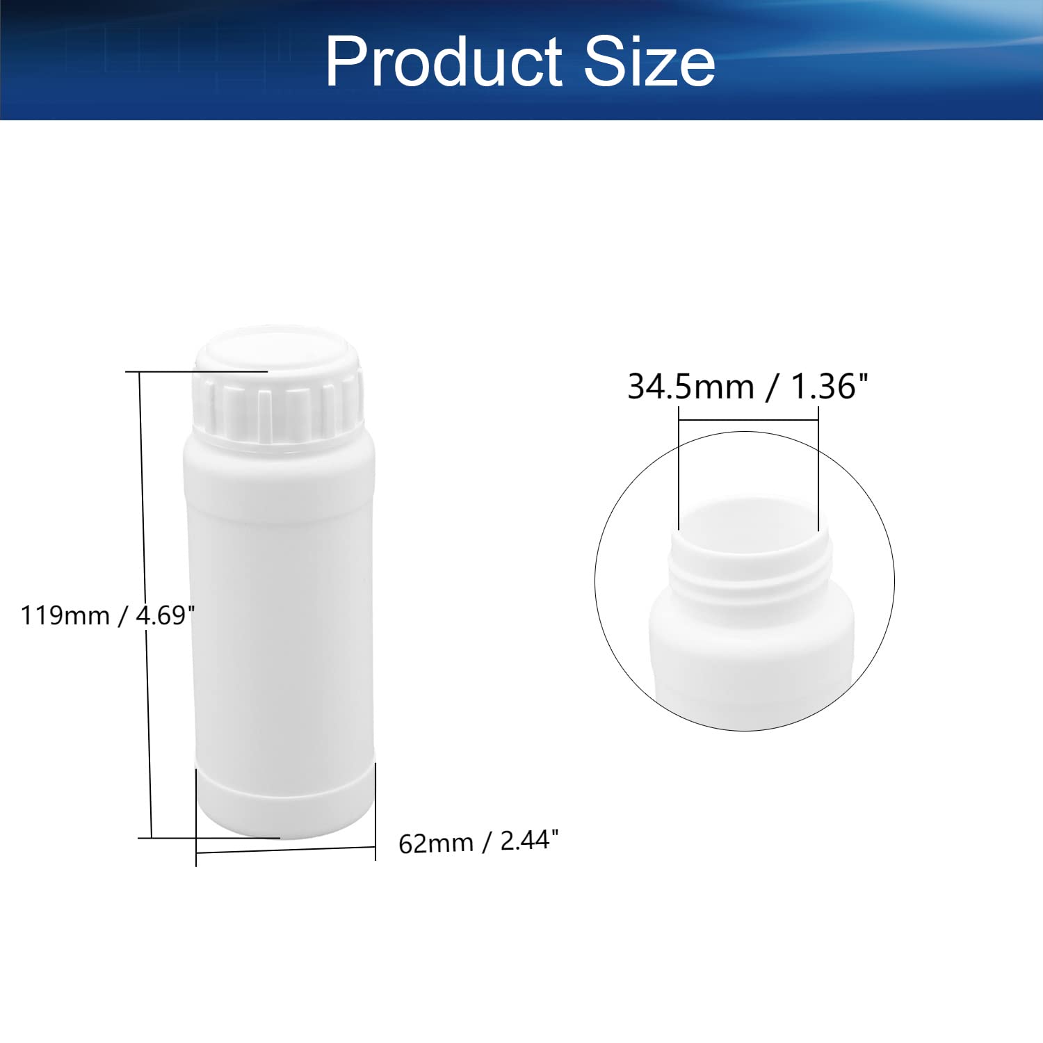 Bettomshin 10Pcs 100ml PE Plastic(Food Grade) Bottles, Wide Mouth Lab Reagent Bottle Liquid/Solid Sample Seal Sample Storage Container Chemical Bottle White : Industrial & Scientific