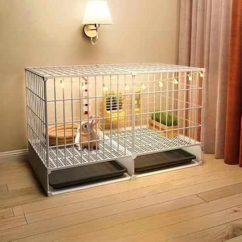 Diexgiy ウサギのケージ特別なドワーフウサギ小さなペットウサギの巣ハウス自動排泄清掃屋内透明表示ヴィラ (Mサイズ【72*35*52 フルアイアンネット】)