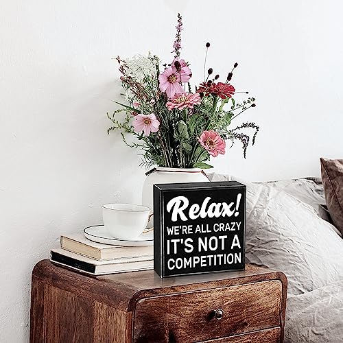 Inspiration-Quote-Sign-Primitives-by-Kathy-Relax-Were-All-Crazy-Its-Not-a-Competition-7-7-16-Inch-SignFunny-Inspirational-Home-Office-Farmhouse-Black-Wood-Box-Plaque-Desk-Wall-Decor Inspiration Quote Sign Primitives by Kathy Relax Were All Crazy Its Not a Competition 7 7 16 Inch SignFunny Inspirational Home Office Farmhouse Black Wood Box Plaque Desk Wall Decor