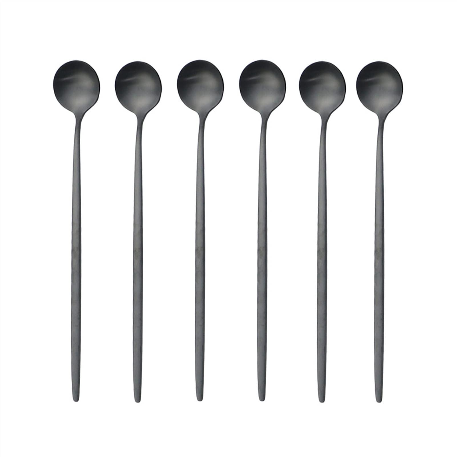 6 unids Cuchara de café de acero inoxidable de acero inoxidable con mango largo for beber cucharas de té de cocina Cocina for beber cubiertos de bebida caliente (Color : White Gold)