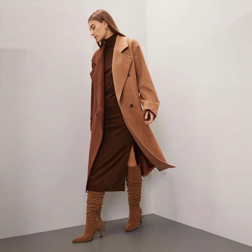 Erocalli Knee High Boots for Women Wide Calf Slouchy Tall Boot Kitten High Pointed Toe Side Zipper Winter Fashion - Image 4