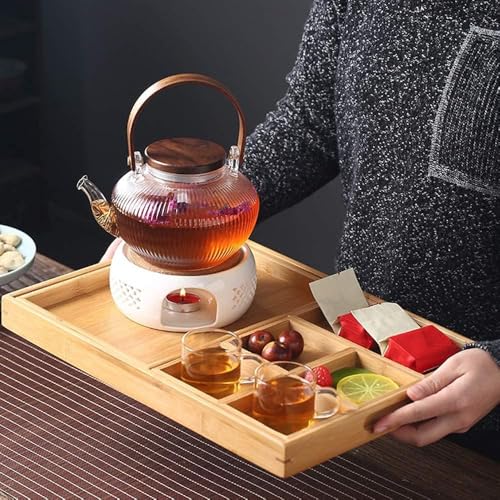 Calentador de tetera de cerámica blanca con cuchara regalo para amantes de té 7