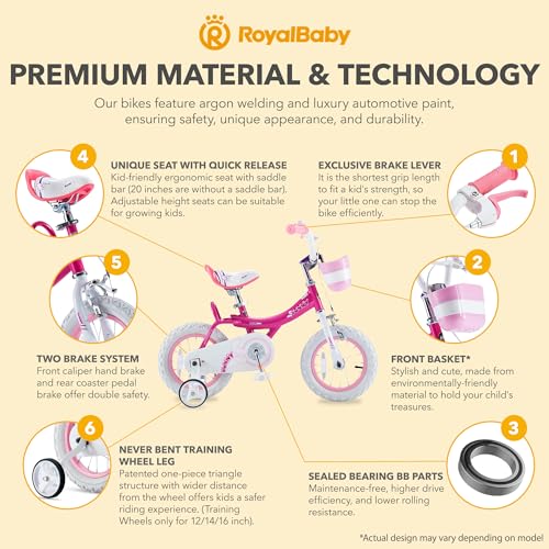 Image of Royalbaby Princess Girls Kids Bike 12 14 16 18 20 Inch Children Bicycle with Basket for Age 3-12 Years