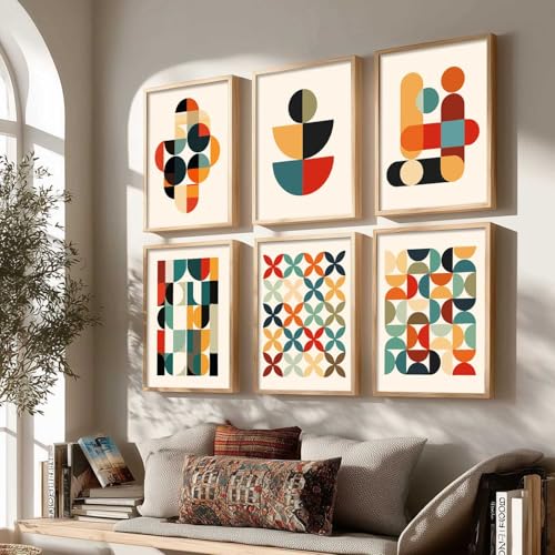Image of kotart Boho Wall Art Prints for Living Room Bedroom Office Decor - Digital Painting Decoration, poster with glass frames - (Pack of 6 Multicolor) (14X20 Inch, I)