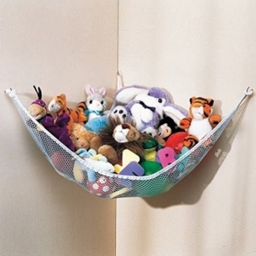 Dozenegg Stuffed Animal & Toy Organizer Hammock Pet Net, White Net and Trim