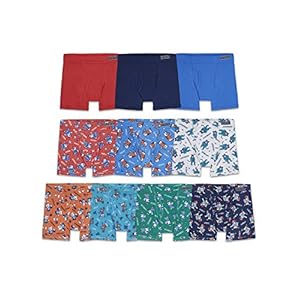 Fruit of the Loom – Calzoncillos tipo bóxer para niños y niños pequeños, ropa interior sin etiqueta y transpirable, paquetes de colores variados