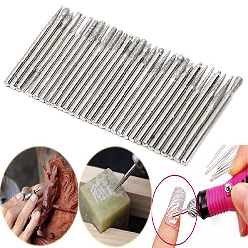 Image of DIY Crafts Pack Of 1 Set, Design No #1, 30X Diamond Burr Bits Drill for Engraving Carving DIY (Pack Of 1 Set, Design No #1)