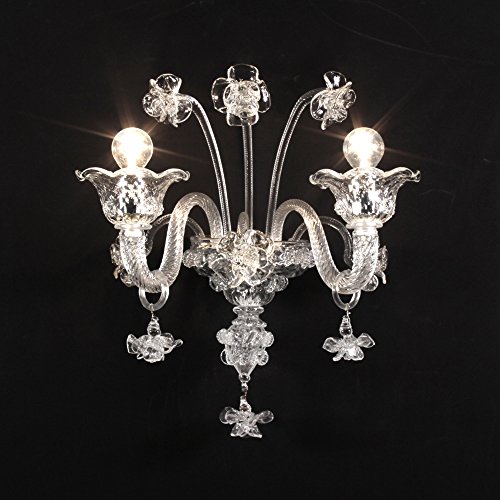 Floreale applique in vetro di Murano 2 luci cristallo