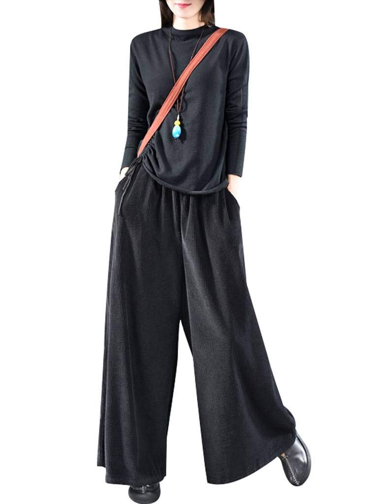 Bigassets Donna Vita Elastica Cotone Pantaloni di Velluto a Coste Pantaloni Larghi