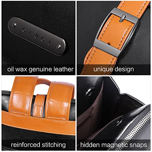 Image of CLUCI Leather Backpack for Women, 15.6 inch Laptop Bag, Large Genuine Work Backpack Travel Back