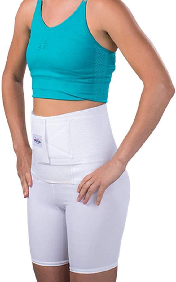 Saunders S'port All Back Support with White Compression Shorts: Women's, Large (Waist: 32" - 34")