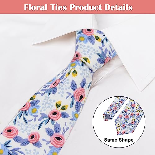 Image of Mantieqingway Men's Cotton Floral Neck Tie 2.56'' Printed Skinny Tie