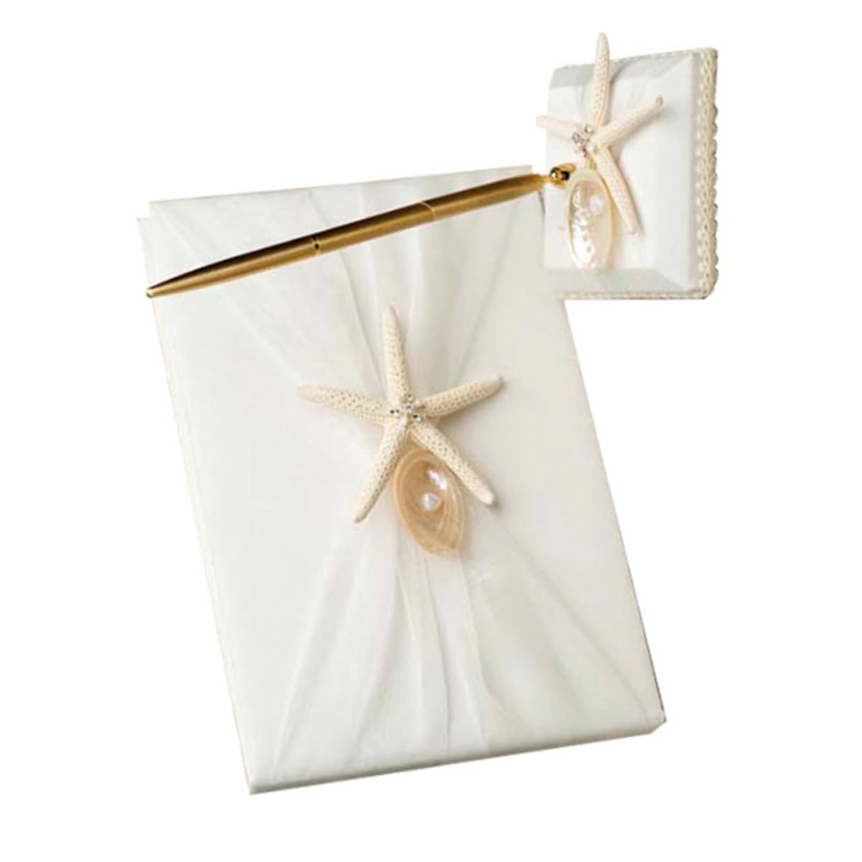 ibasenice Libro degli Ospiti per Registrazione Messaggi e Presenza Stile Spiaggia Matrimonio con Copertina Bianco ad Anelli per Cerimonie e Fidanzamenti