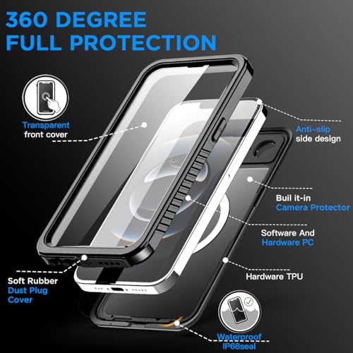 AICase for iPhone 17e/iPhone 16e Case Waterproof Clear with MagSafe Snowproof,Dustproof and Shockproof,IP68 Certified Real 360 Full Body Protection Water Proof Underwater Cover for iPhone 17e/16e by AICase - Used condition - Image 3