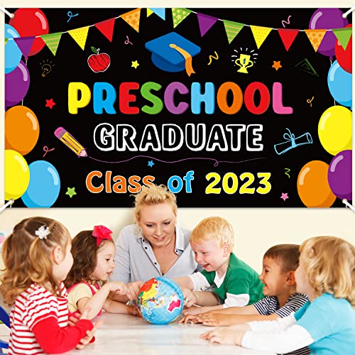 Xtralarge Preschool Congrats Grad Backdrop Banner Colorful Pre-K Graduation Party Decorations Backdrop Class Of 2023 Grad Ceremony Background Supplies Congratulations Grad School Prom Party Decor Favors #TOP6